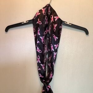 Scarf with pink ribbons representing Breast Cancer